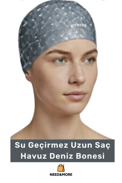NEED&MORE #Uzun Saç Yüzme Bonesi Kaymaz Su Geçirmez Sızdırmaz Elastik Bez Hav...