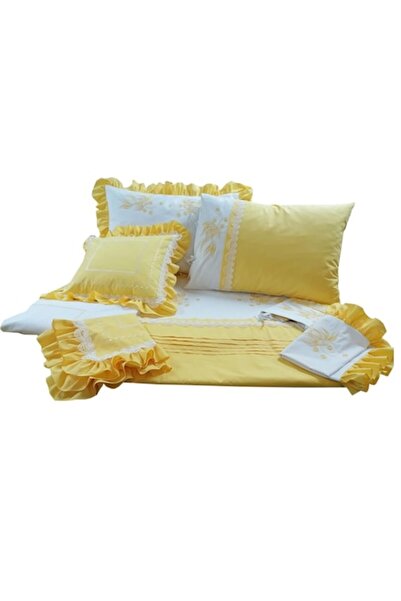 Casa Bucuriei Set husă de pilotă brodată 160 x 220 cm și 2 fețe de pernă
