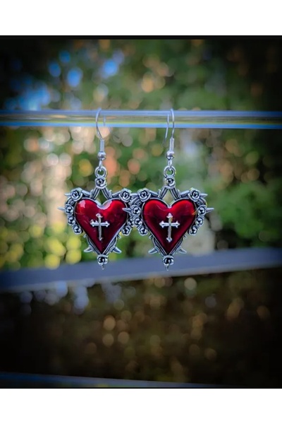 MİLALAZO Gothic Punk Heart Necklace Red