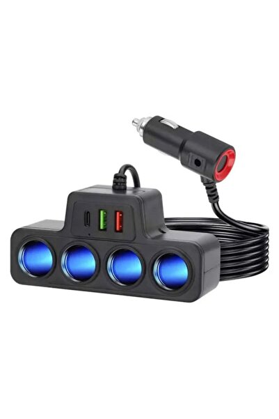 OEM Car Cigarette Lighter Adapter 4 Sockets + 2 USB Ports + LED Indicator – F...