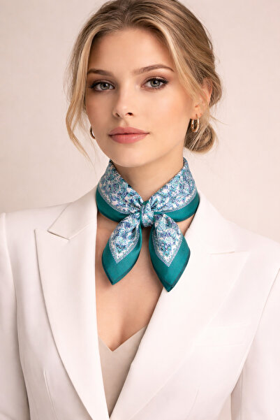 Mavi Masal Γυναικείο φουλάρι με τιρκουάζ σχέδια