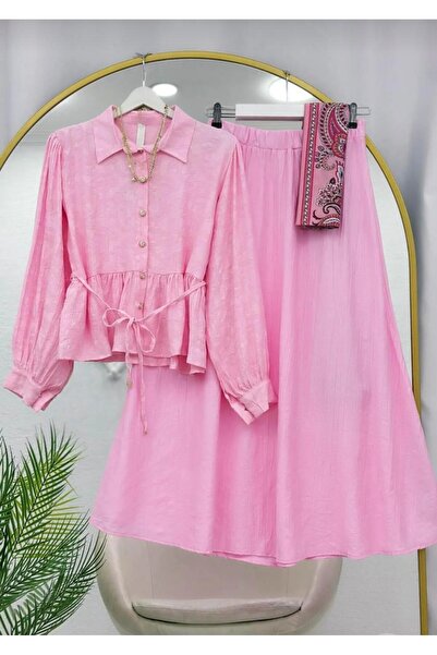 MODA VEDAT Women's Jacquard Waist Drawstring Skirt Set -0650