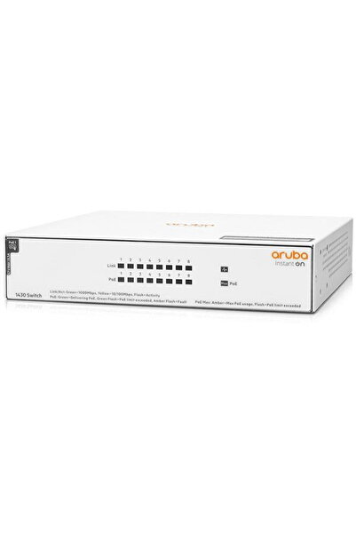 HP Aruba R8R46A Instant On 1430 Switch, 8 Gigabit Ports Class4 PoE 64W