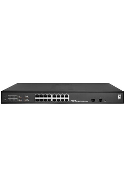 LEVEL ONE LevelOne Gigabit Switch GES-2118P, 18 ports, 16 PoE ports, 1000 Mbps