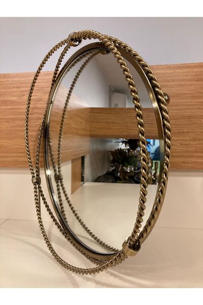 PLUS HOME TEPSİ DEKORATİF ZİNCİR MODEL DÖKÜM PİRİNÇ RENK ANTİK ESKİTME ÇAPI 40 CM