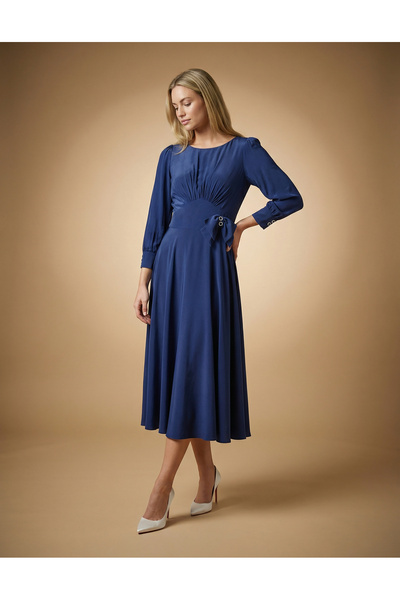 Vessmary Rochie de zi sau de ocazie VSM1049E din voal triplu bleumarin