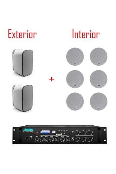 DSPPA Pachet Sonorizare Restaurant 160W cu 6 boxe interior de tavan + 2 boxe ...