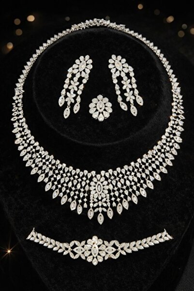 silora Sparkling Zircon Evening Wear Accessory Set - Classic Marquise Design