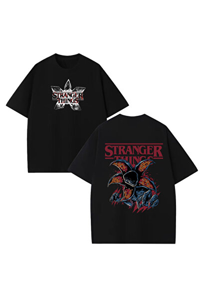 STİL-X Stranger Things Baskılı Unisex %100 Pamuklu Oversize T-shirt