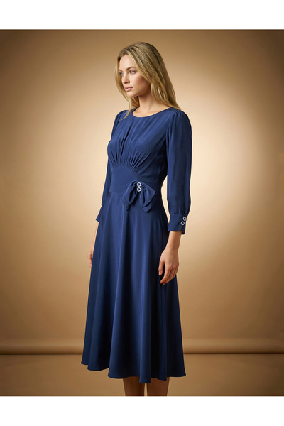 Vessmary Rochie de zi sau de ocazie VSM1049E din voal triplu bleumarin