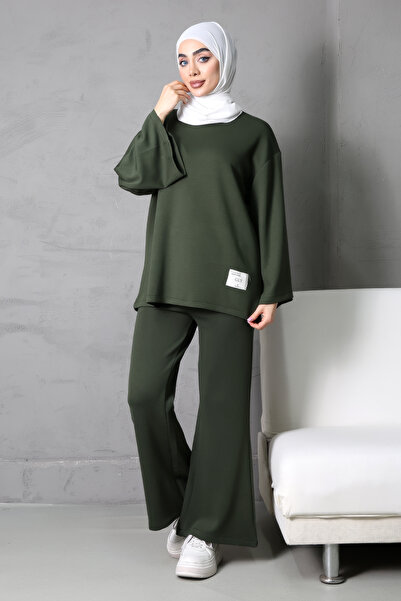 GiyimModum Kadın Haki Modal Kumaş 2'li Eşofman Takımı Rahat & Şık