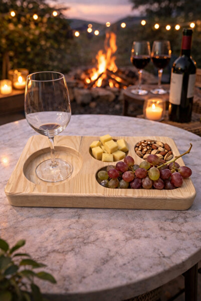 Prusias Wood Masif Ahşap Sunum Tepsisi – Kahve, Bira, Şarap, Kahvaltı & Çerez...