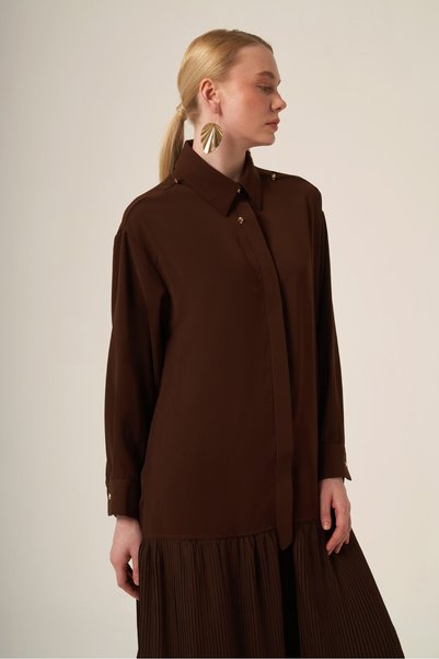 FTZ WOMEN Women's Chiffon Detail Suit Brown 31331