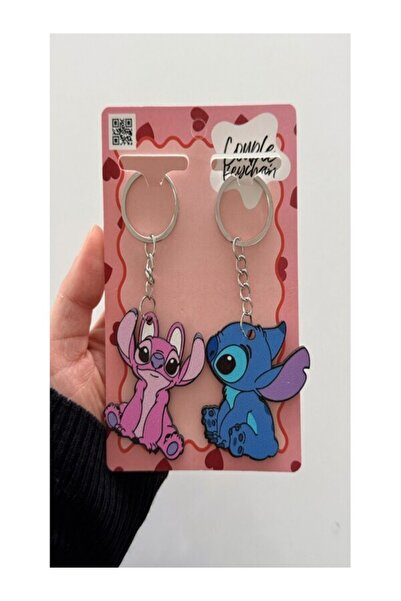deryora Stitch and Angel 2 Piece Figure Keychain Set Lilo Stitch Lover and Fr...