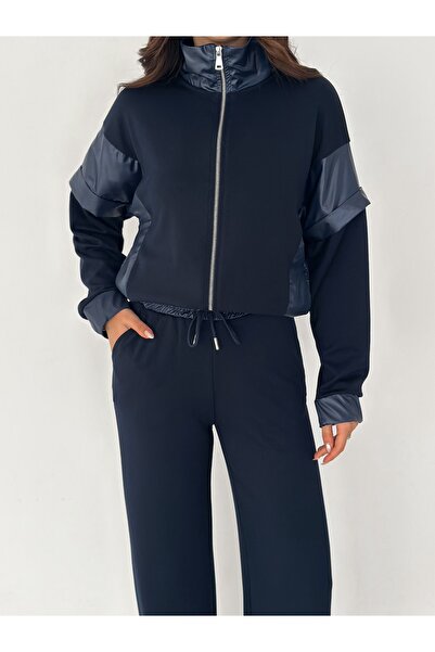 TheyYou Kadın Jesica Kumaş Garnili Baggy Eşofman Takımı Salaş Spor Şık Jesica Fabric Tracksuit