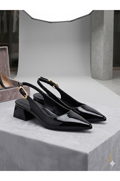 LastStep Beige Patent (Patent Leather) Slingback Heeled Shoes