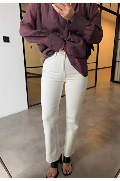 LOKADI Premium Series High Waist Full Lycra Jean White Trousers