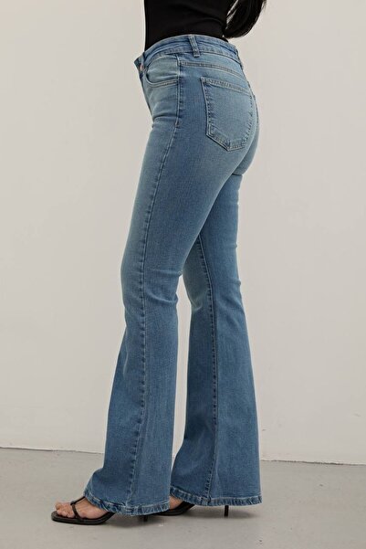 DENİKK Trend Wi̇de Leg Spanish-Waisted Lycra Stretch Fabric Denim Jean Pants