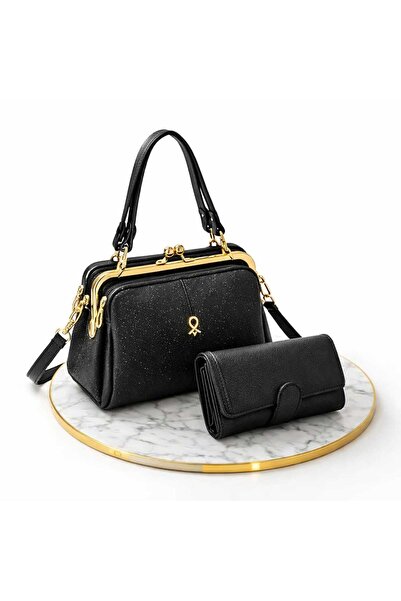 MODAMARKM MODERN LÜKS SPOR KADIN ÇANTASI VE AYNALI CÜZDAN İKİLİ KOMBİN SET GÜ...