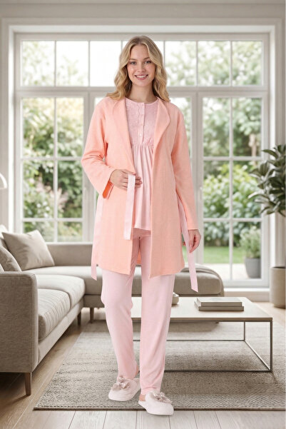 Lohusa Homewear New Season Maternity Shawl Collar Summer Lace Design Short Sl...