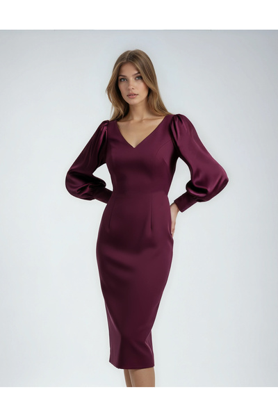 Vessmary Rochie de zi VSM0957 Burgundy