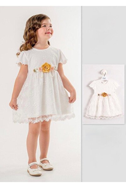 Nehirim Kids Βραδινό φόρεμα για κοριτσάκι και παιδί, λευκό με λουλουδάτη λεπτ...