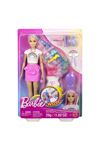 mattel Σετ κούκλας Barbie με λαμπερά μαλλιά ουράνιου τόξου και αξεσουάρ