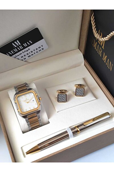 NO BRAND Men's Watch Set Elegant Stainless Steel Watch with Accessories