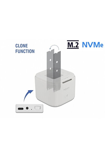 DELOCK USB 3.2-C Gen 2 docking station for 2 x M.2 NVMe PCIe SSD with clone f...