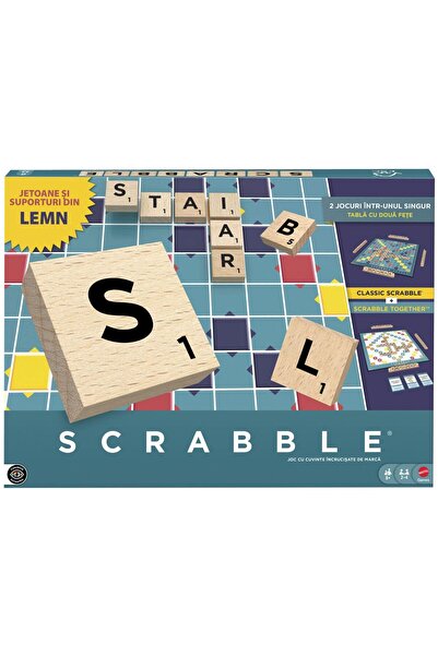 Fayola Joc de Scrabble din lemn 2 în 1 în limba romană