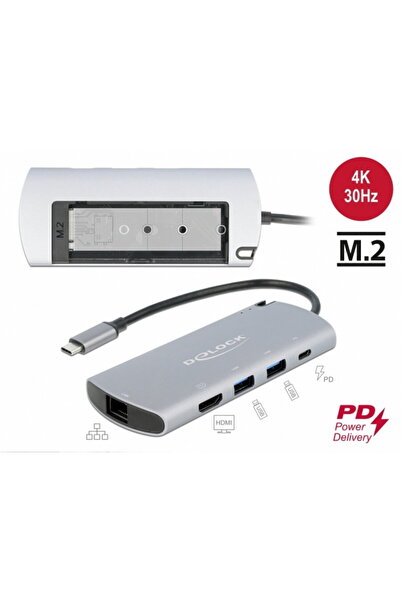 DELOCK Docking station USB-C la 4K HDMI / USB / LAN / PD 3.0 + M.2 SATA SSD, ...