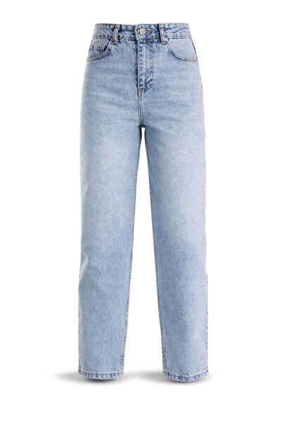 5in1Canpolat Açık Mavi Yanları Çiçek Nakışlı Barrrel Jean 1019
