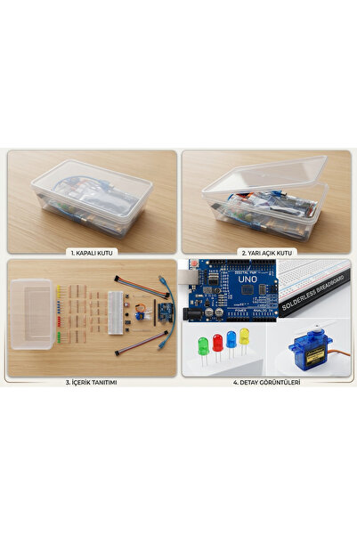 AVY Arduino Uno R3 SMD Klon, Başlangıç Seti – Organizer Kutu Dahil - Proje Ki...