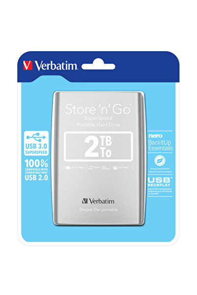 Verbatim Hard disk extern Store n Go 2TB 2.5 inch USB 3.0 Argintiu