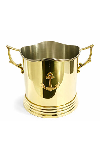 TTT Anchor Patterned Brass Ice Bucket