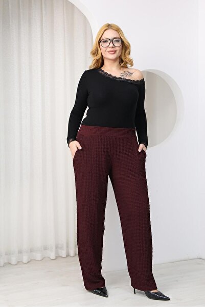Siyezen Plus Size Cotton Textured Pocket Pants