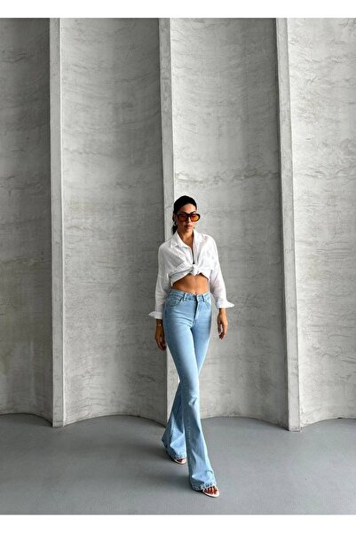 DENİKK Trend Wi̇de Leg Spanish-Waisted Lycra Stretch Fabric Denim Jean Pants