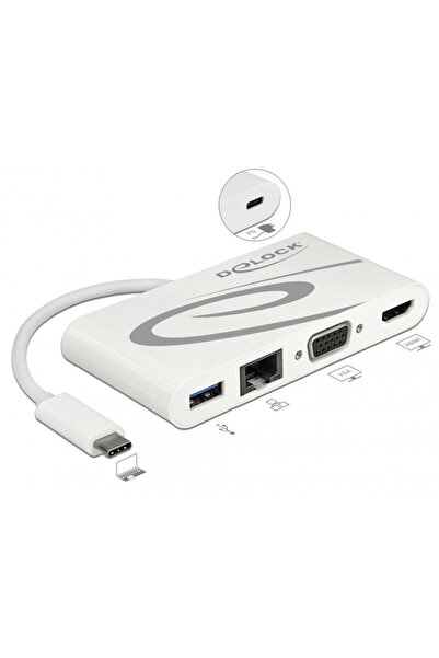 DELOCK Docking Station USB-C 3.1 la HDMI 4K 30 Hz + VGA + LAN + USB PD, 87731