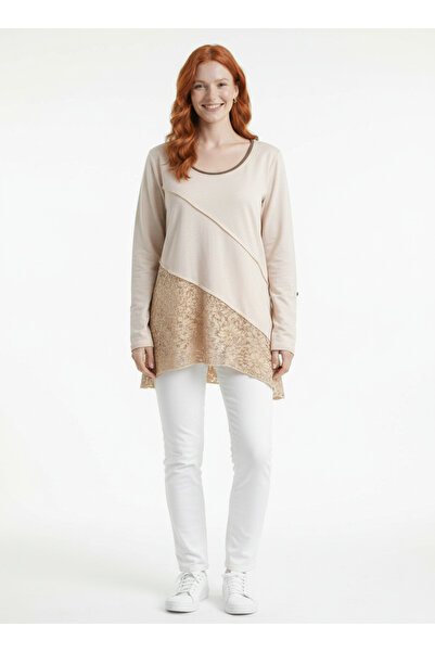 Neden Tekstil Γυναικεία μπλούζα με δαντέλα σε χρώμα δέρματος, με λεπτομέρειες...