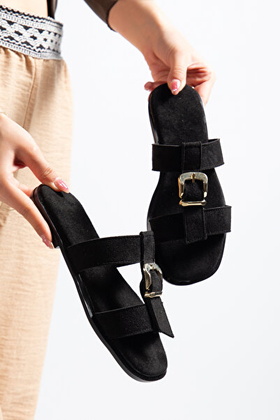 Entella Store Sorella Women's Suede Casual Sandals and Slippers with Gold Buc...