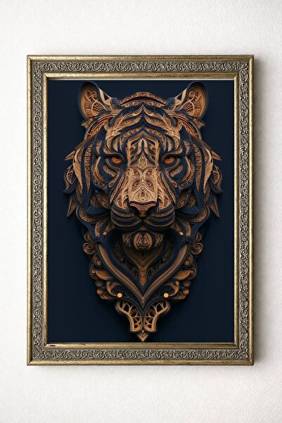 BuzzDesigns Modern Geometrik Kaplan Figürlü Lüks Premium Dekoratif Duvar Tabl...