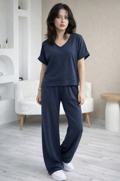 Lirviya Comfortable Modal Fabric V-Neck Short Sleeve Women's Tracksuit Set
