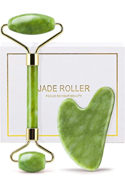 huefull Genuine Jade Roller & Gua Sha Set for Face, Cooling & Firming Effect,...