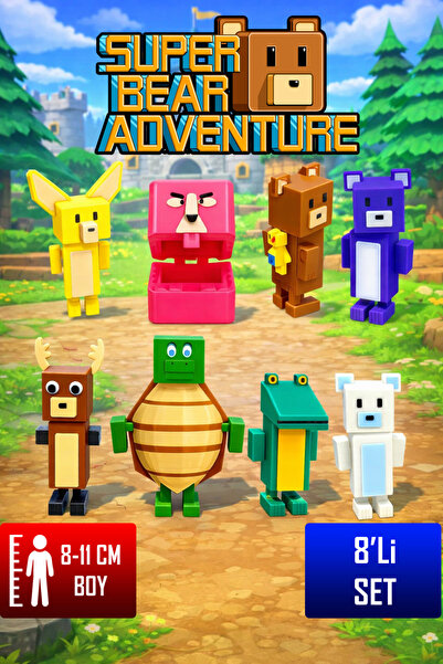 YAGLİZ Super Bear Adventure 8'li Set Ayı, Tilki, Tavşan, Geyik, Kaplumbağa ve...