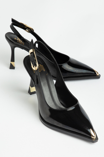 Entella Store Γυναικεία παπούτσια Grazia με μαύρη μυτερή μύτη και λεπτομερή τ...