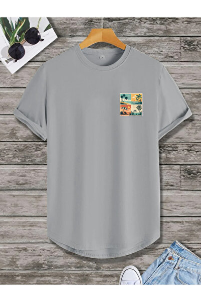 SUNFREE Retro Sunset Printed Oval Skirt Cotton Regular Summer Unisex Tshirt