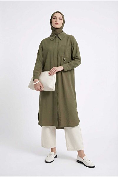 Armine TREND Pocket Detailed Full Length Hidden Button Shirt Tunic