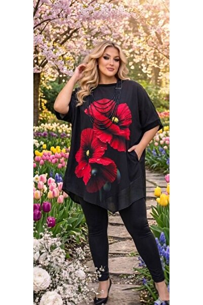 styleFlex Oversized cotton blouse/t-shirt with 3D floral print