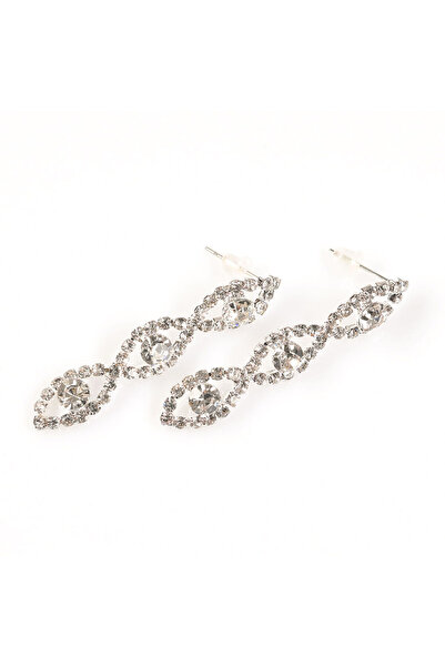 Meli Melo Paris Long silver earrings with shiny stones
