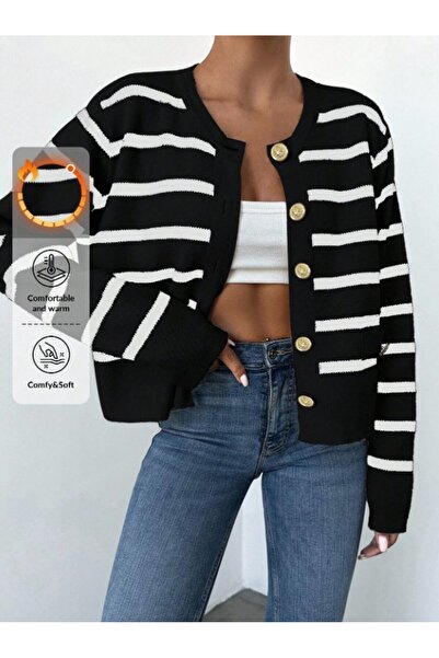 The Casius. Pulover casual pentru dama cu nasturi aurii, marime universala, c...